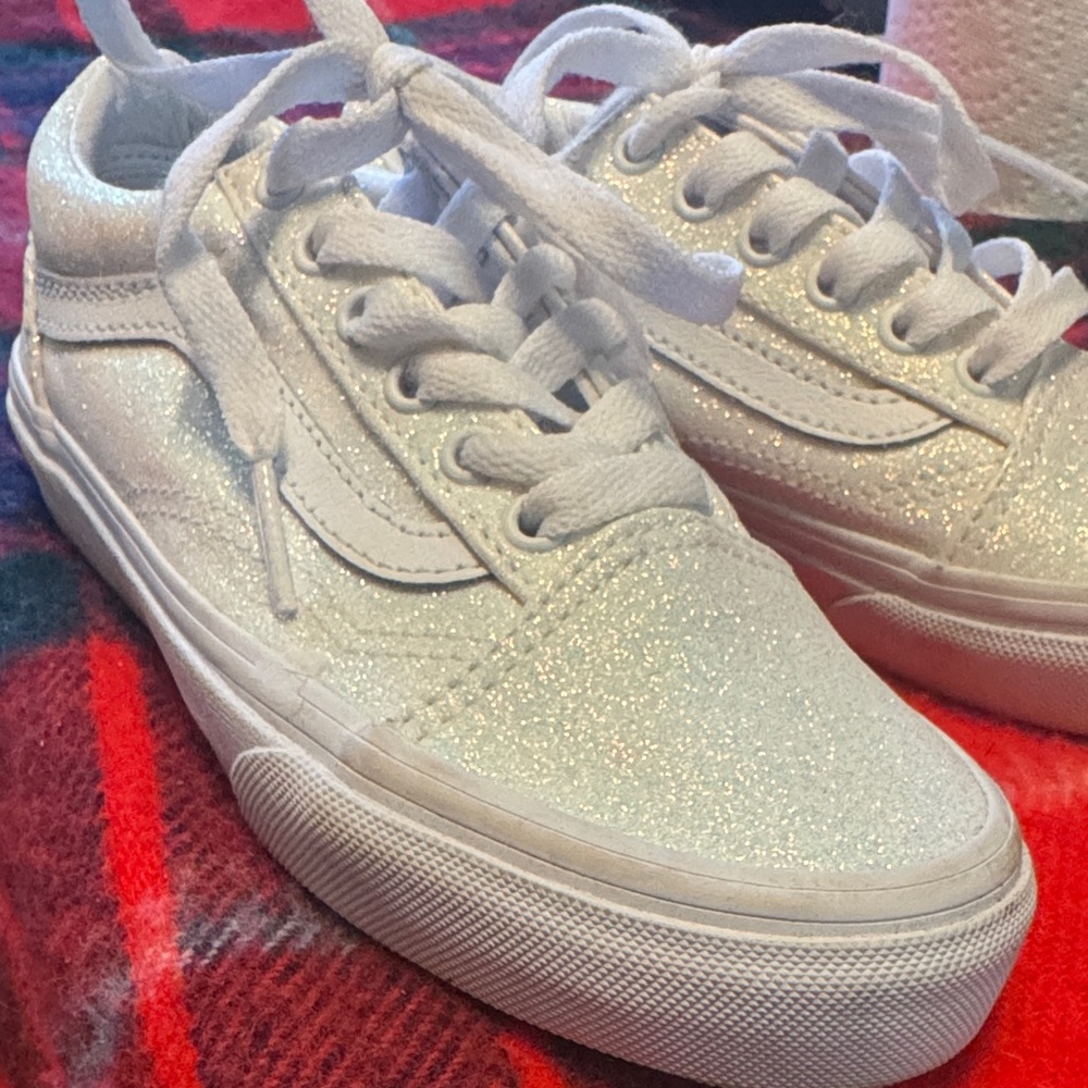Vans Kids Glittery White Sneakers